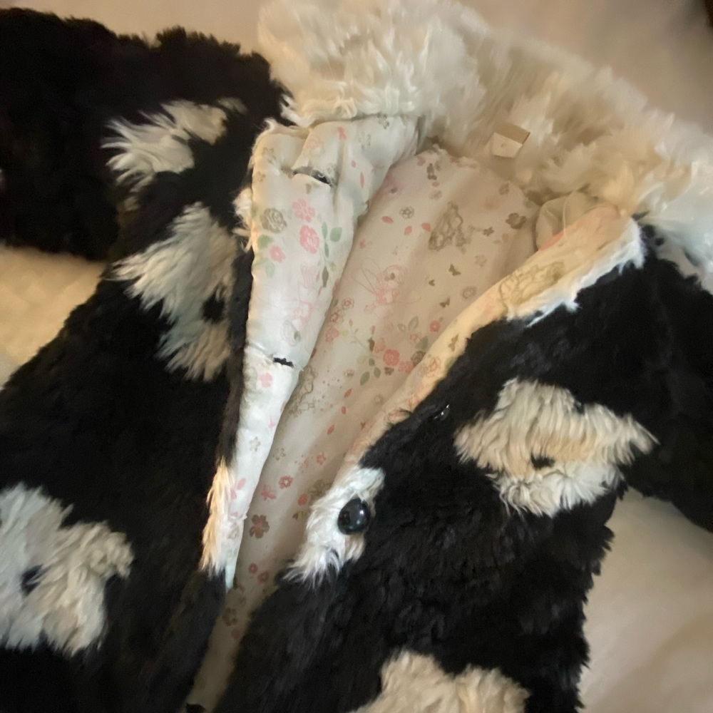COUTURE, FAUX FUR, Black & White Gorgeous, animal print, COAT, Girls, SIZE 4.